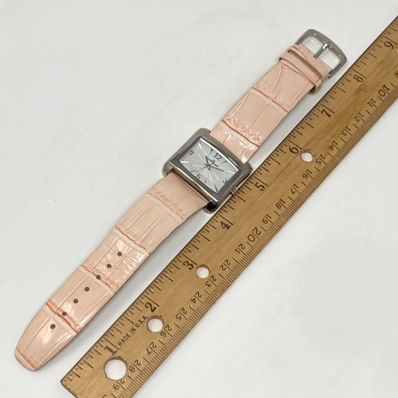 Anne Klein Watch Women 32mm Silver Tone Pink Leather Band Rectangle New Battery - Picture 14 of 15